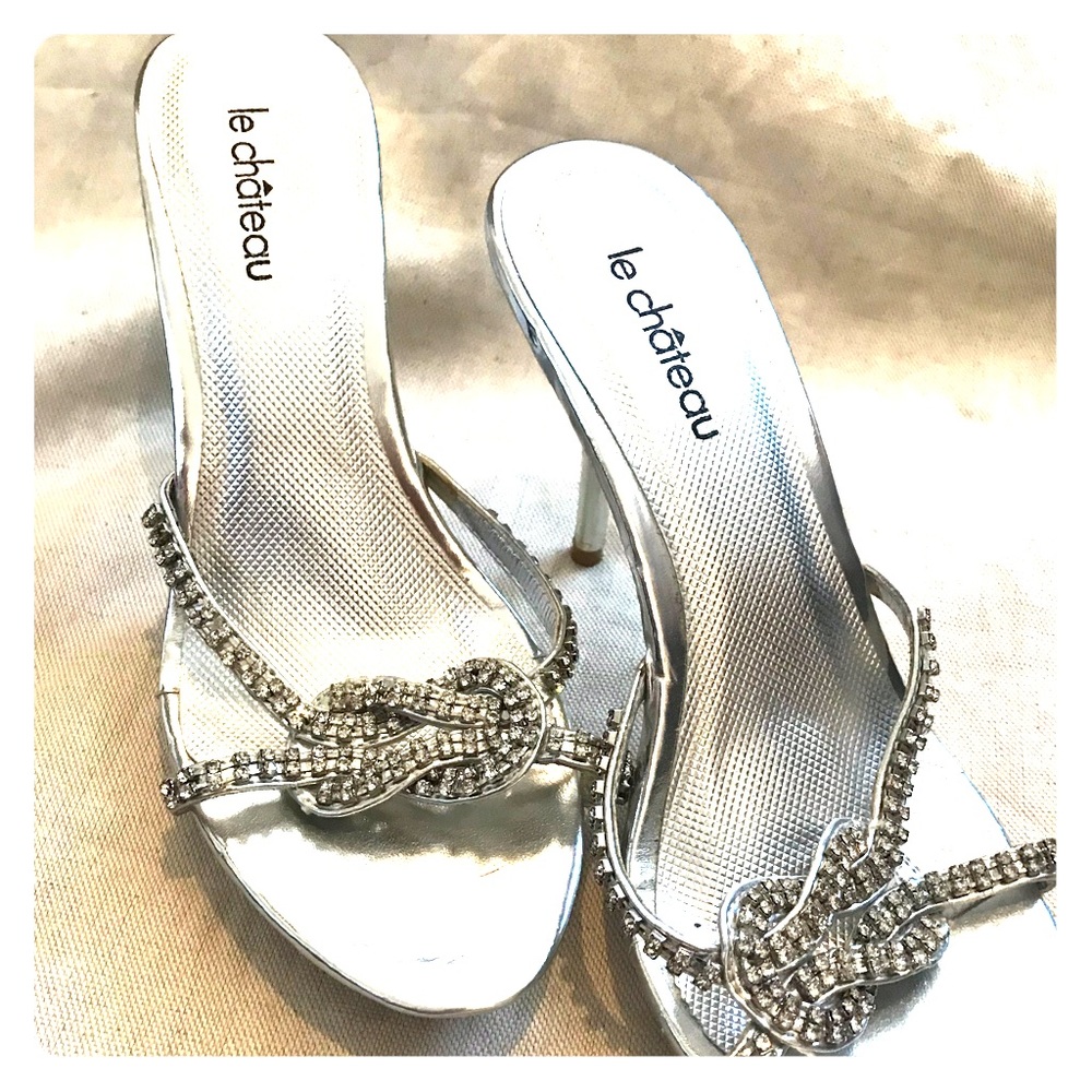 Silver heels with tons of details